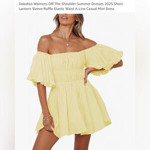 NWT Yellow Off-Shoulder Ruffled Mini Dress